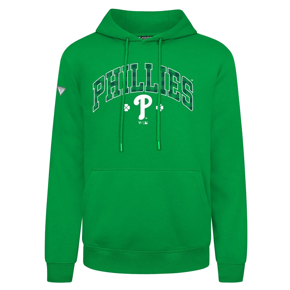 Men's Levelwear  Green Philadelphia Phillies St. Patrick's Day Podium Plaid Pullover Hoodie