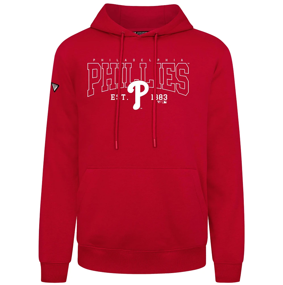 Sweat à capuche rouge Levelwear pour homme des Philadelphia Phillies Accolade Podium Textbook
