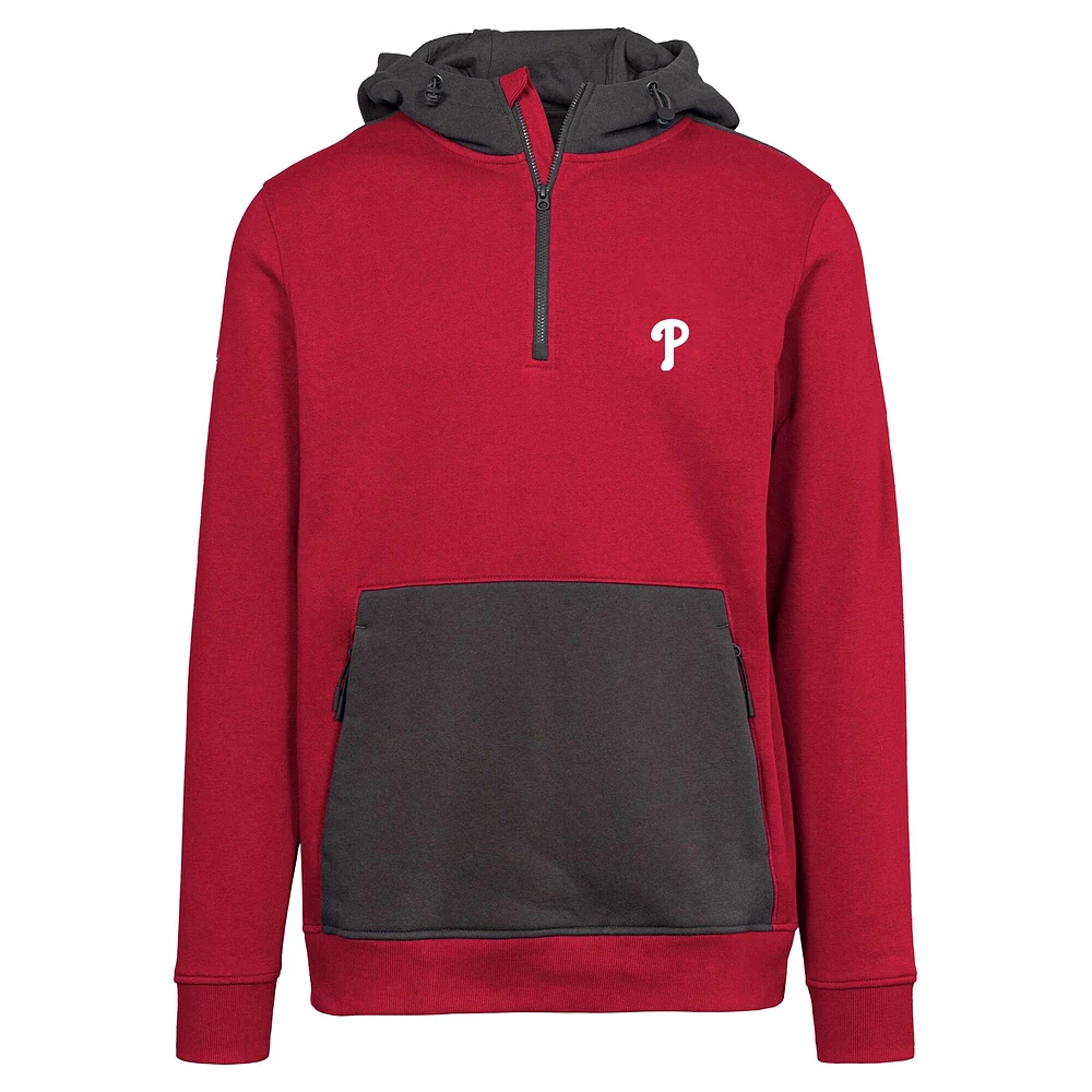 Sweat à capuche rouge Philadelphia Phillies Chicane Insignia 2.0 pour homme Levelwear fermeture éclair quart de tour
