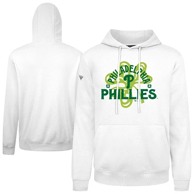 Men's Levelwear  White Philadelphia Phillies St. Patrick's Day Podium Shamrock Pullover Hoodie