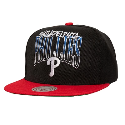 Casquette snapback noire Rise Up des Philadelphia Phillies de Mitchell & Ness pour homme