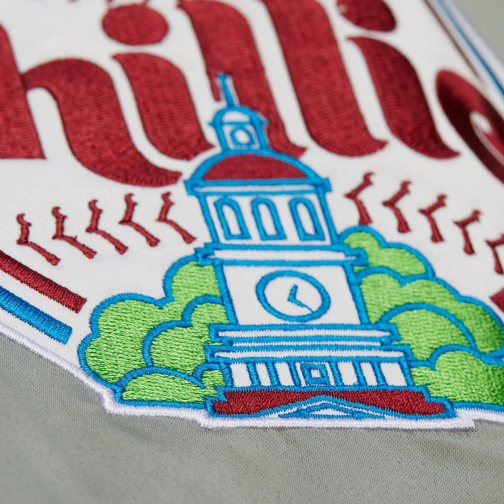 Men's Mitchell & Ness Burgundy/Gray Philadelphia Phillies Cooperstown Collection Team Origins Satin Full-Snap Jacket