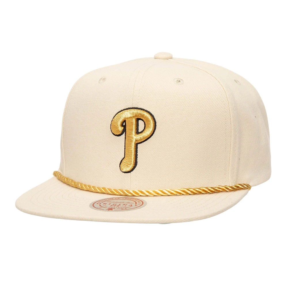 Casquette Snapback ivoire doré crème Philadelphia Phillies Mitchell & Ness pour hommes