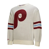 Men's Mitchell & Ness Cream Philadelphia Phillies Retro Pullover Sweater