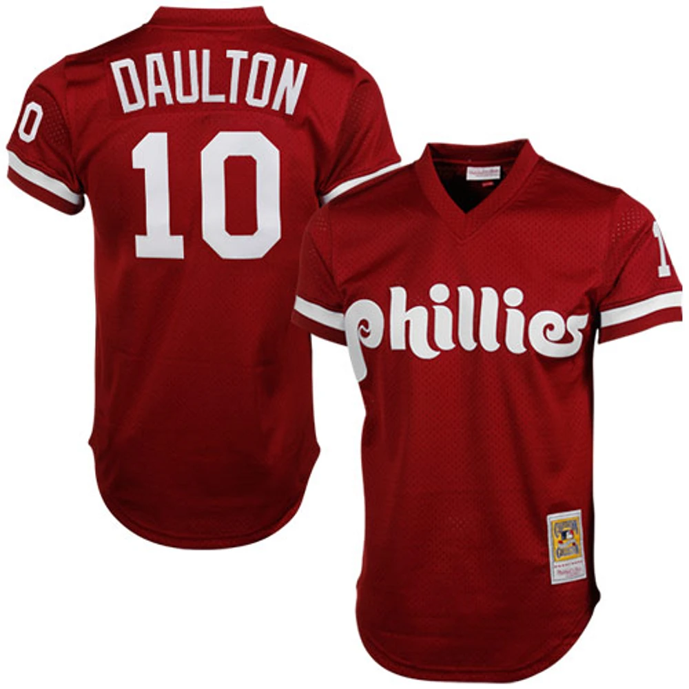 Maillot d'entraînement au bâton en maille Mitchell & Ness Darren Daulton pour hommes, rouge des Phillies de Philadelphie Cooperstown