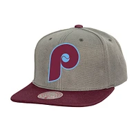 Men's Mitchell & Ness Gray Philadelphia Phillies Cooperstown Collection Basic Flip Snapback Hat