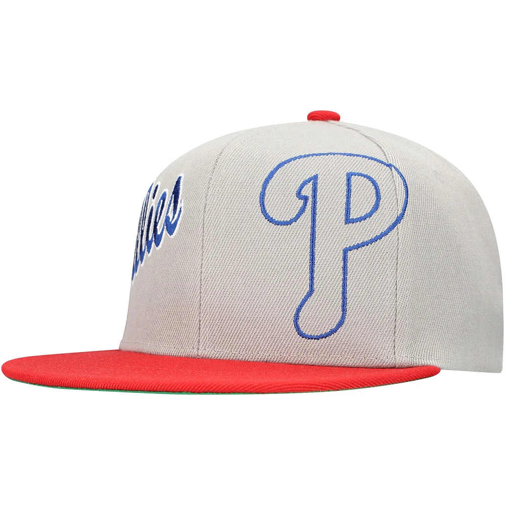 Casquette Snapback à panneau Knock Out des Phillies de Philadelphie Mitchell & Ness pour hommes, grise