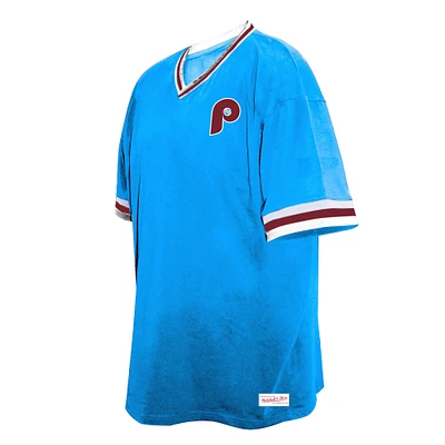 Men's Mitchell & Ness Light Blue Philadelphia Phillies Big Tall V-Neck T-Shirt