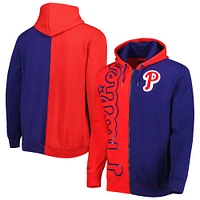 Men's Mitchell & Ness Red/Royal Philadelphia Phillies Fleece Full-Zip Hoodie