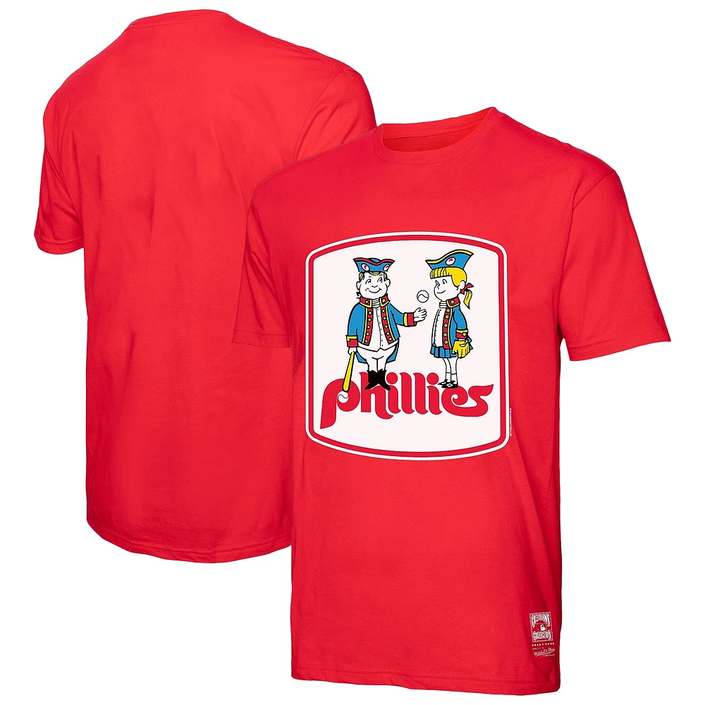 T-shirt basique rouge avec logo des Philadelphia Phillies de Mitchell & Ness pour homme