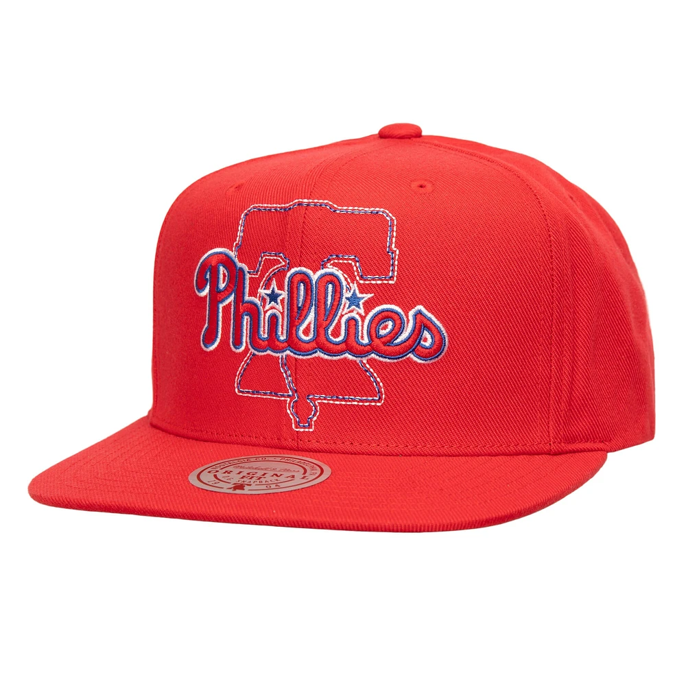 Men's Mitchell & Ness Red Philadelphia Phillies Double Up Snapback Hat