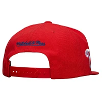 Casquette Snapback rouge avec étiquette de l'équipe des Phillies de Philadelphie Mitchell & Ness pour hommes
