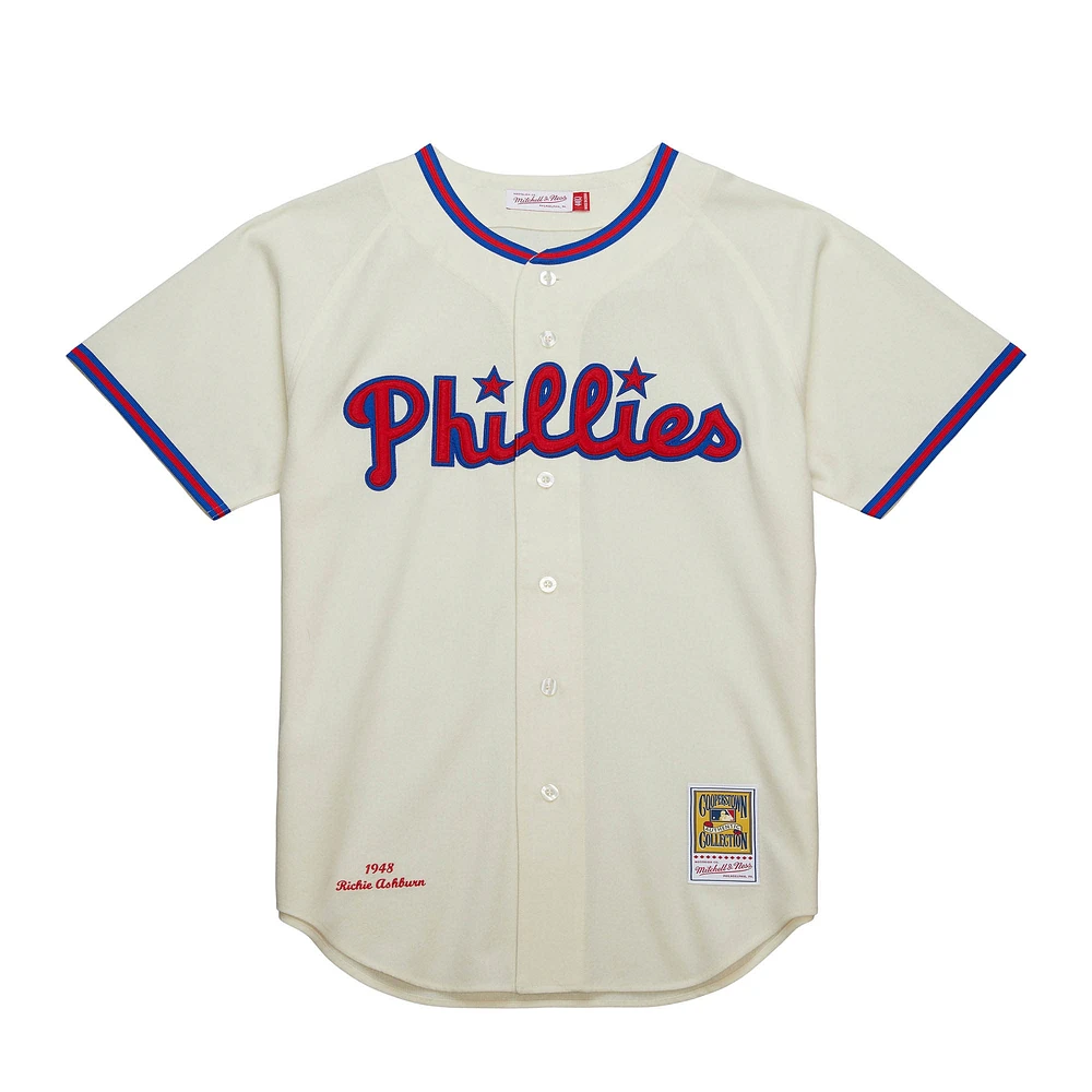 Maillot authentique Mitchell & Ness Richie Ashburn crème Philadelphia Phillies Cooperstown Collection 1948 pour hommes