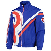 Mitchell & Ness Royal Phillies de Philadelphie Veste d'échauffement entièrement zippée avec logo éclaté pour homme