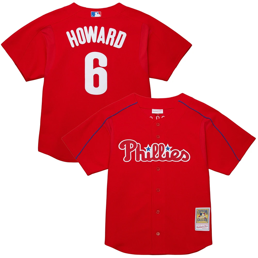 Maillot d'entraînement au bâton rouge pour homme Mitchell & Ness Ryan Howard des Phillies de Philadelphie, collection Cooperstown