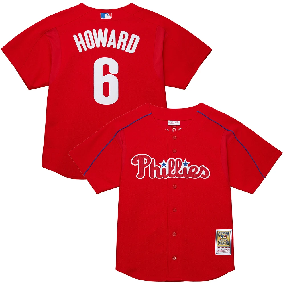 Maillot d'entraînement au bâton rouge pour homme Mitchell & Ness Ryan Howard des Phillies de Philadelphie, collection Cooperstown
