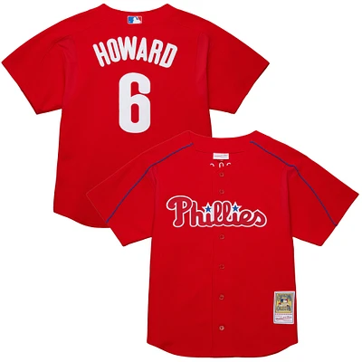 Maillot d'entraînement au bâton rouge pour homme Mitchell & Ness Ryan Howard des Phillies de Philadelphie, collection Cooperstown