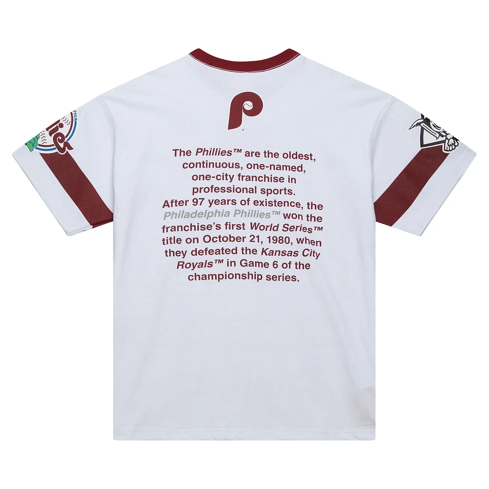 Men's Mitchell & Ness White Philadelphia Phillies Cooperstown Collection Team Origins Premium T-Shirt