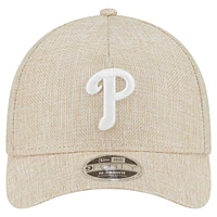 Men's New Era Beige Philadelphia Phillies Cotton Weave M-Crown A-Frame 9FORTY Adjustable Hat