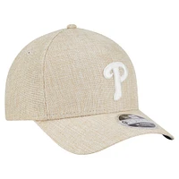 Men's New Era Beige Philadelphia Phillies Cotton Weave M-Crown A-Frame 9FORTY Adjustable Hat