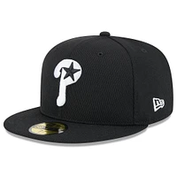 Casquette ajustée MLB Clubhouse 59FIFTY 2025 Philadelphia Phillies New Era noire pour homme