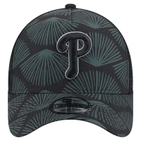 Men's New Era  Black Philadelphia Phillies 9FORTY A-Frame Trucker Adjustable Hat