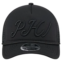 Casquette camionneur ajustable New Era noire City Initial 9FORTY A-Frame M-Crown des Philadelphia Phillies pour homme