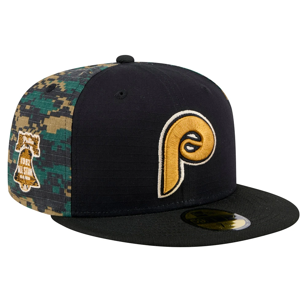 Men's New Era Black Philadelphia Phillies Digi Camo 59FIFTY Fitted Hat