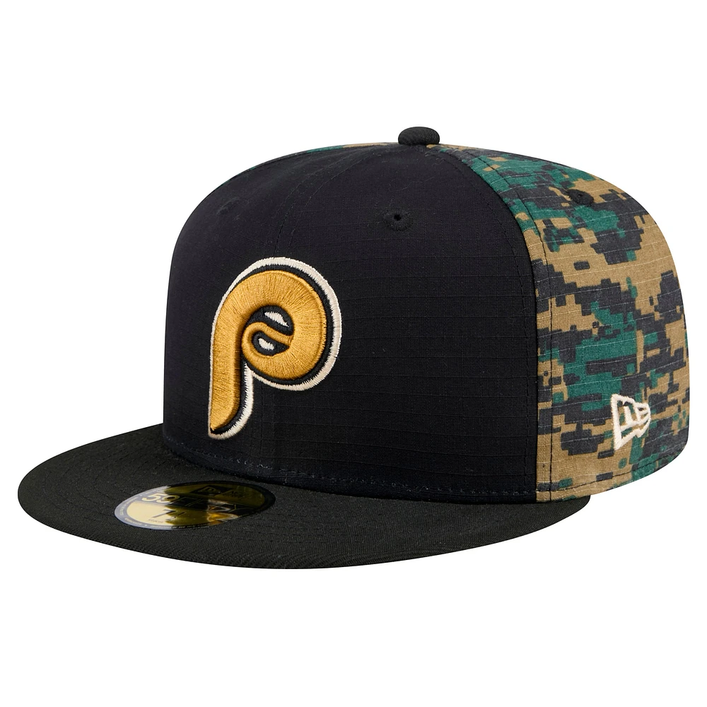 Men's New Era Black Philadelphia Phillies Digi Camo 59FIFTY Fitted Hat