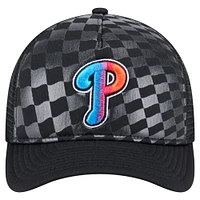 Men's New Era Black Philadelphia Phillies Gradient 9FORTY A-Frame M-Crown Trucker Adjustable Hat
