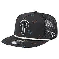 Men's New Era  Black Philadelphia Phillies Gummy Golfer Trucker Adjustable Hat