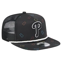 Men's New Era  Black Philadelphia Phillies Gummy Golfer Trucker Adjustable Hat