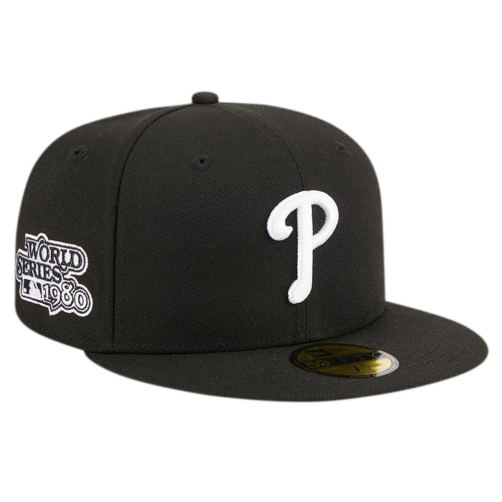 Casquette ajustée 59FIFTY noire avec logo des Phillies de Philadelphie New Era pour hommes