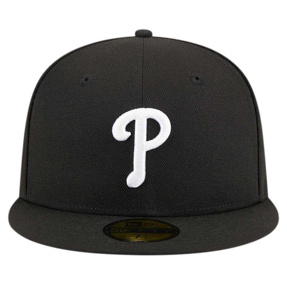 Casquette ajustée 59FIFTY noire avec logo des Phillies de Philadelphie New Era pour hommes