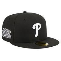 Casquette ajustée 59FIFTY noire avec logo des Phillies de Philadelphie New Era pour hommes