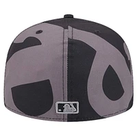 Casquette ajustée noire avec logo Fracture 59FIFTY des Phillies de Philadelphie New Era pour hommes