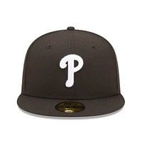 Men's New Era Black Philadelphia Phillies Team Logo 59FIFTY Fitted Hat