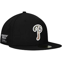 Men's New Era Black Philadelphia Phillies Troop Chant Camo Undervisor 59FIFTY Fitted Hat