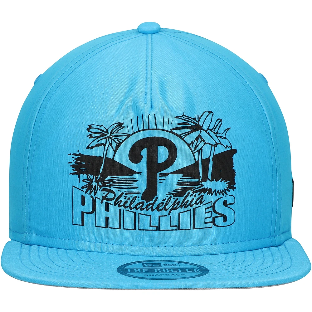 Casquette Snapback de golfeur néon des Phillies de Philadelphie New Era bleue pour hommes