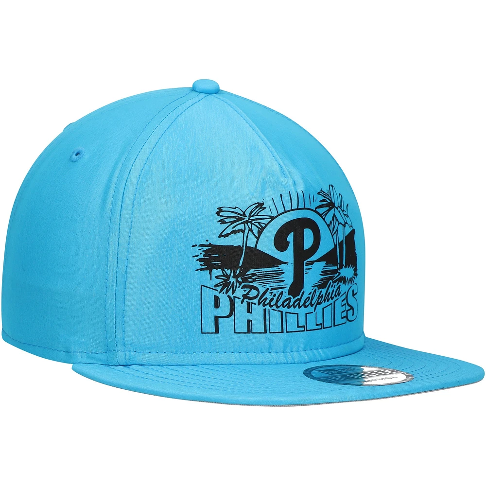 Casquette Snapback de golfeur néon des Phillies de Philadelphie New Era bleue pour hommes