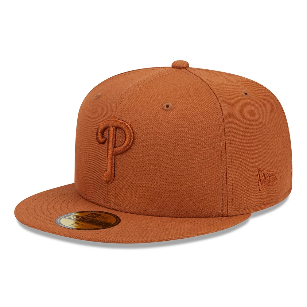 Casquette ajustée 59FIFTY marron pour hommes des Phillies de Philadelphie New Era