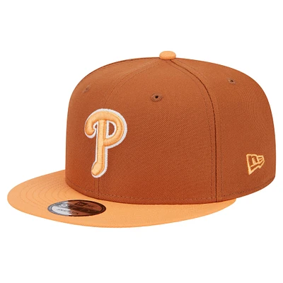 Men's New Era Brown Philadelphia Phillies Spring Color Two-Tone 9FIFTY Snapback Hat