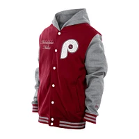Men's New Era Burgundy Philadelphia Phillies Throwback Prep Full-Snap Hoodie Jacket