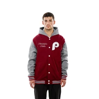 Men's New Era Burgundy Philadelphia Phillies Throwback Prep Full-Snap Hoodie Jacket