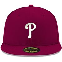 Men's New Era Cardinal Philadelphia Phillies White Logo 59FIFTY Fitted Hat