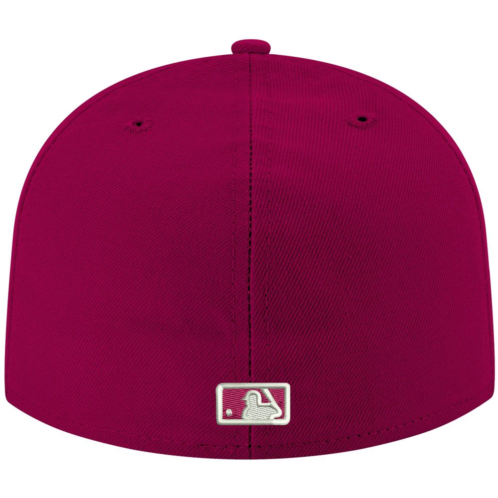 Men's New Era Cardinal Philadelphia Phillies White Logo 59FIFTY Fitted Hat