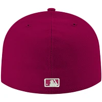 Men's New Era Cardinal Philadelphia Phillies White Logo 59FIFTY Fitted Hat