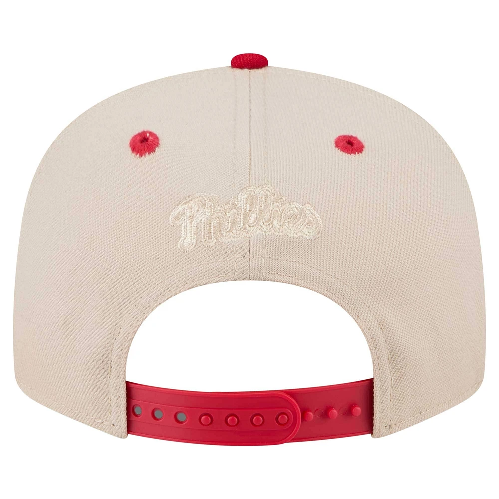 Casquette Snapback 9FIFTY Philadelphia Phillies de New Era pour homme, couleur crème/rouge