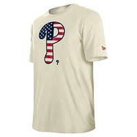 T-shirt crème New Era pour hommes des Phillies de Philadelphie Americana Flag Fill