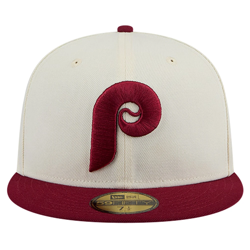 Casquette ajustée 59FIFTY chromée New Era pour hommes des Phillies de Philadelphie Cooperstown Collection